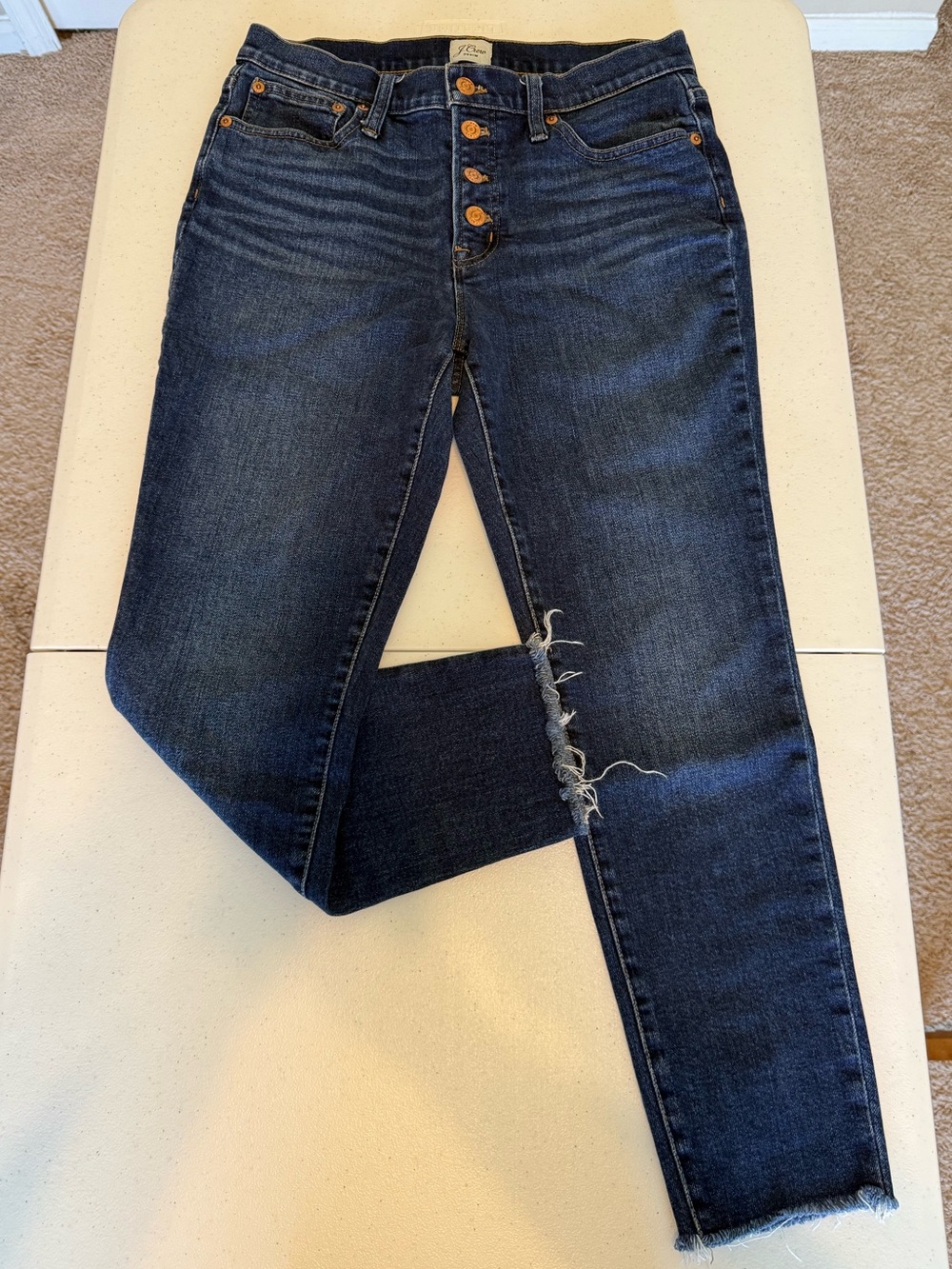 J. Crew Dark Blue Skinny Button-Fly Jeans Size 29 with 25 inch inseam